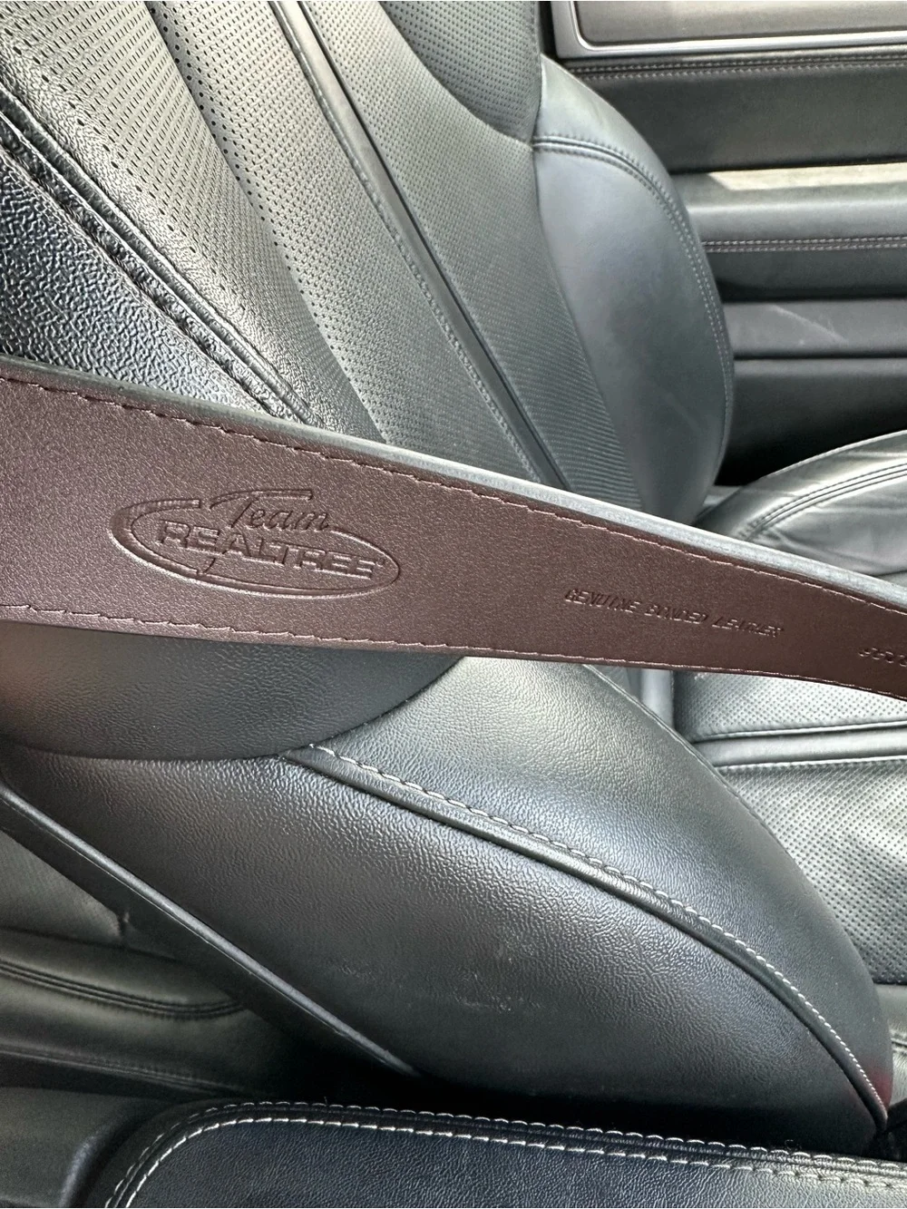 Realtree Brown Leather Trim Belt with Camouflage Inlay